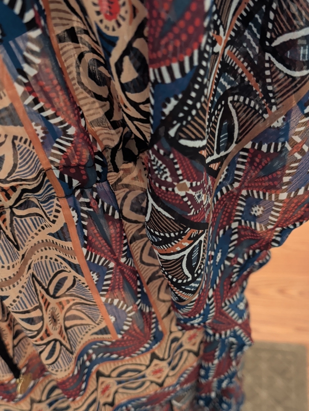 Bohemian Printed Sheer V-Neck Coverup - Picture 2 of 7
